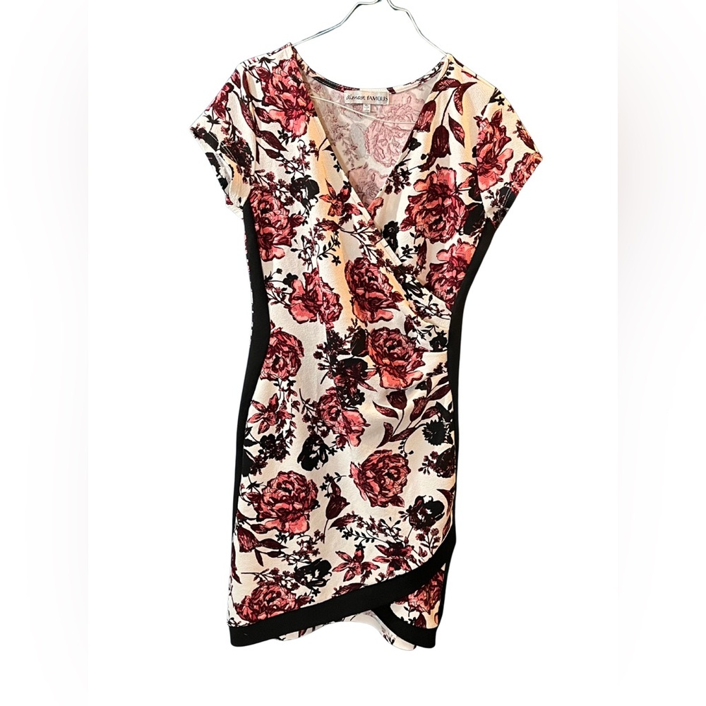 Almost Famous Asymmetrical Floral Dress - Black and Red